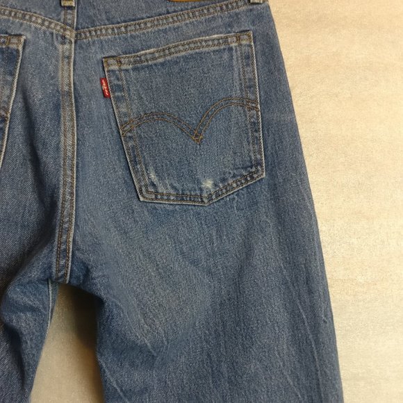 Levi's 501 Wedgie Straight Button Fly HighRise Blue Jean- PARTNER IN CRIME 28w - Picture 9 of 13